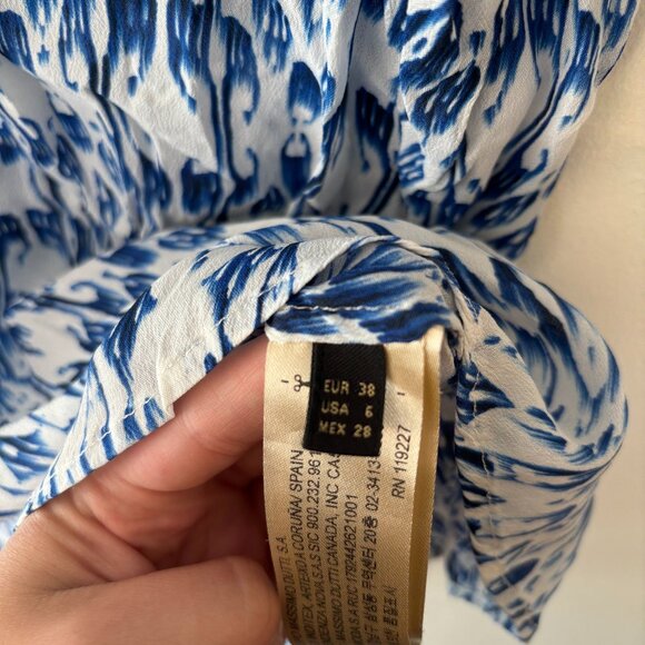 Massimo Dutti Blue and White Patterned Blouse, Size 6 - Picture 5 of 7